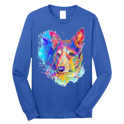 Colorful Mirror Pattern Corgi Dog Long Sleeve Shirt