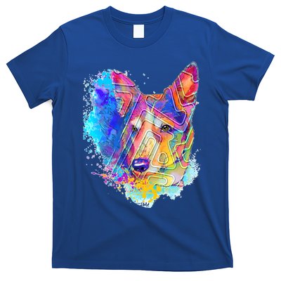 Colorful Mirror Pattern Corgi Dog T-Shirt