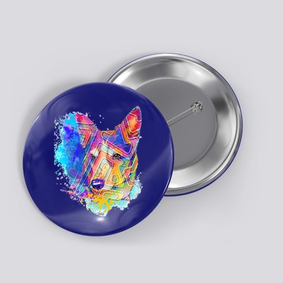 Colorful Mirror Pattern Corgi Dog Button