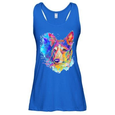 Colorful Mirror Pattern Corgi Dog Ladies Essential Flowy Tank
