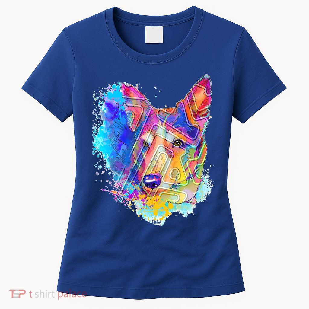 Colorful Mirror Pattern Corgi Dog Womens T-Shirt