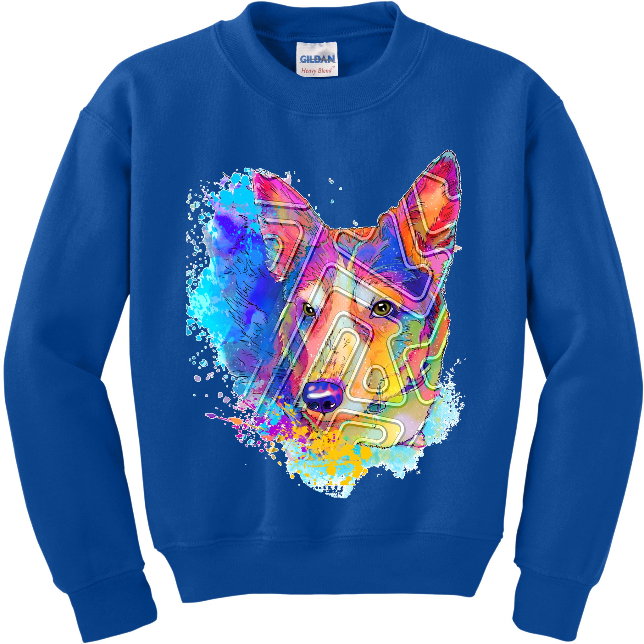 Colorful Mirror Pattern Corgi Dog Kids Sweatshirt