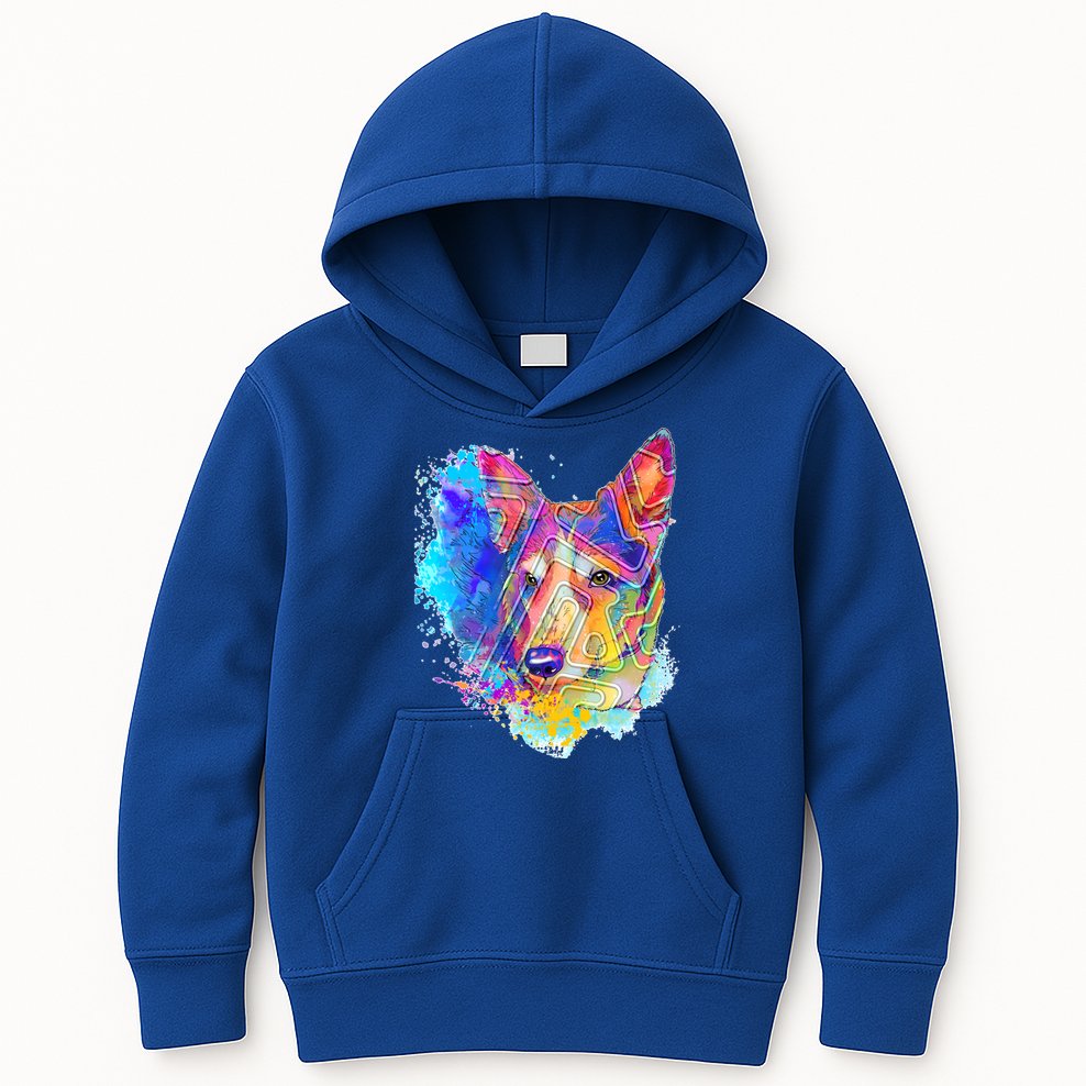 Colorful Mirror Pattern Corgi Dog Kids Hoodie