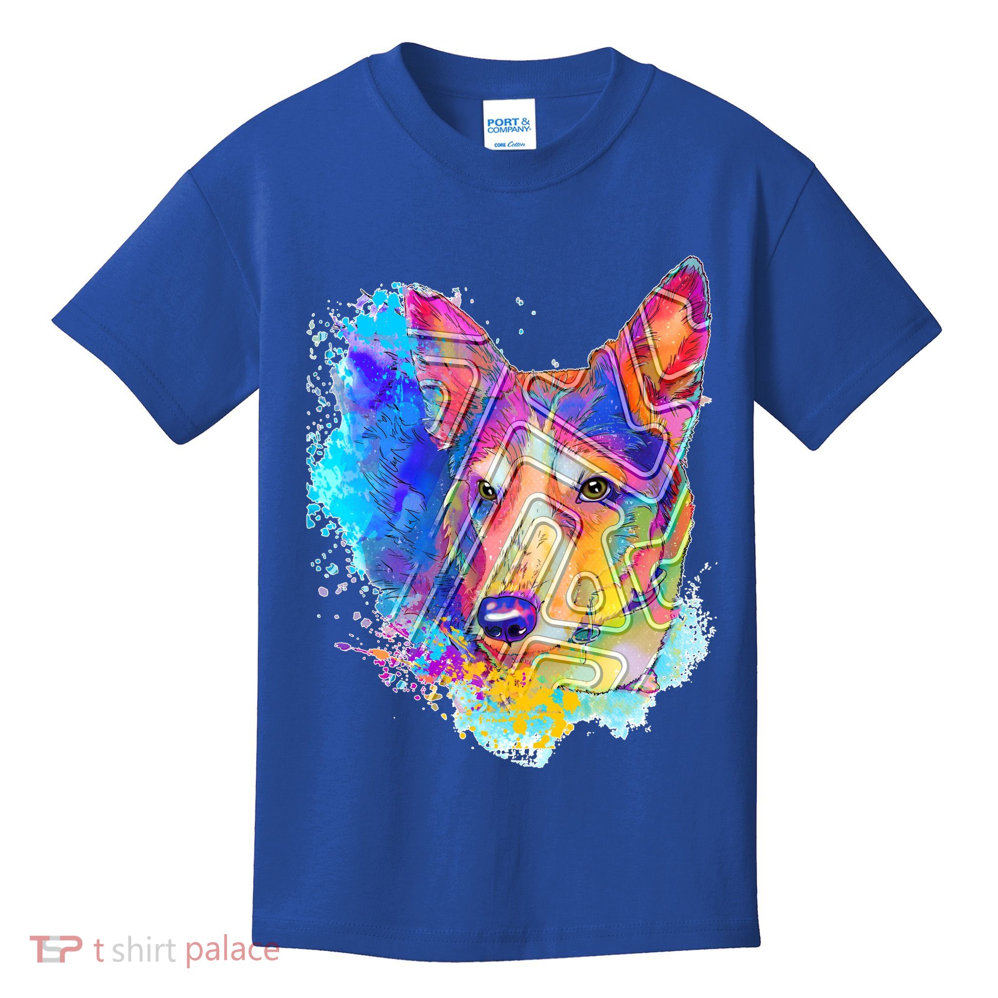 Colorful Mirror Pattern Corgi Dog Kids T-Shirt