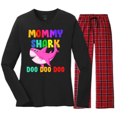 Colorful Mommy Shark Doo Doo Doo Women's Long Sleeve Flannel Pajama Set 