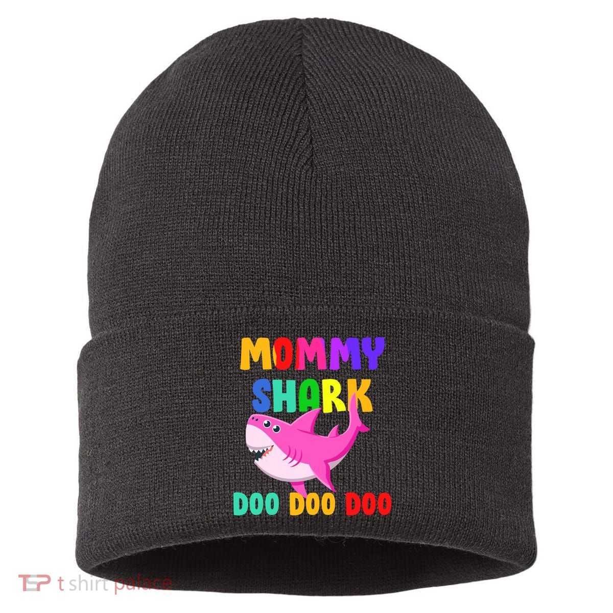 Colorful Mommy Shark Doo Doo Doo Sustainable Knit Beanie