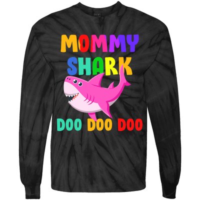 Colorful Mommy Shark Doo Doo Doo Tie-Dye Long Sleeve Shirt