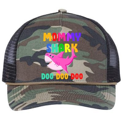 Colorful Mommy Shark Doo Doo Doo Retro Rope Trucker Hat Cap