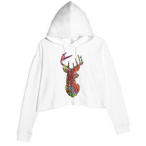 Colorful Moose Crop Fleece Hoodie