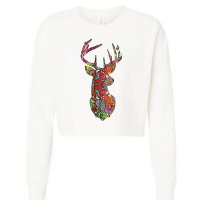 Colorful Moose Cropped Pullover Crew