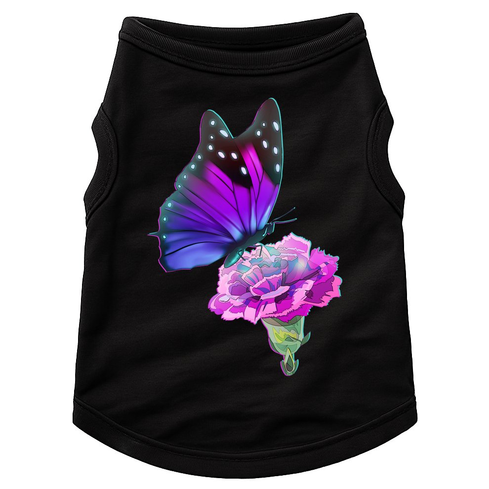 Colorful Neon Butterfly on Flower Doggie Tank
