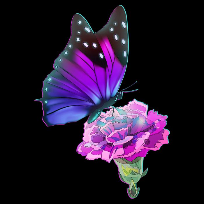 Colorful Neon Butterfly on Flower Doggie Tank