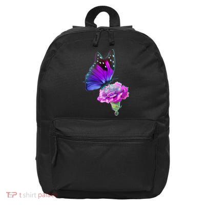 Colorful Neon Butterfly on Flower 16 in Basic Backpack