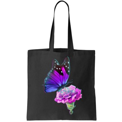 Colorful Neon Butterfly on Flower Bag