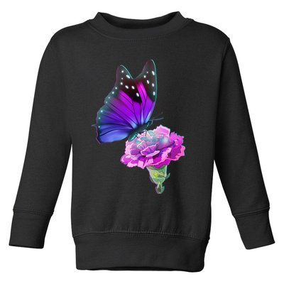 Colorful Neon Butterfly on Flower Toddler Sweatshirt