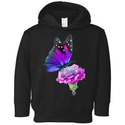 Colorful Neon Butterfly on Flower Toddler Hoodie
