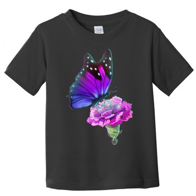 Colorful Neon Butterfly on Flower Toddler T-Shirt