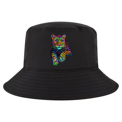 Colorful Neon Leopard Jaguar Portrait Cool Comfort Performance Bucket Hat