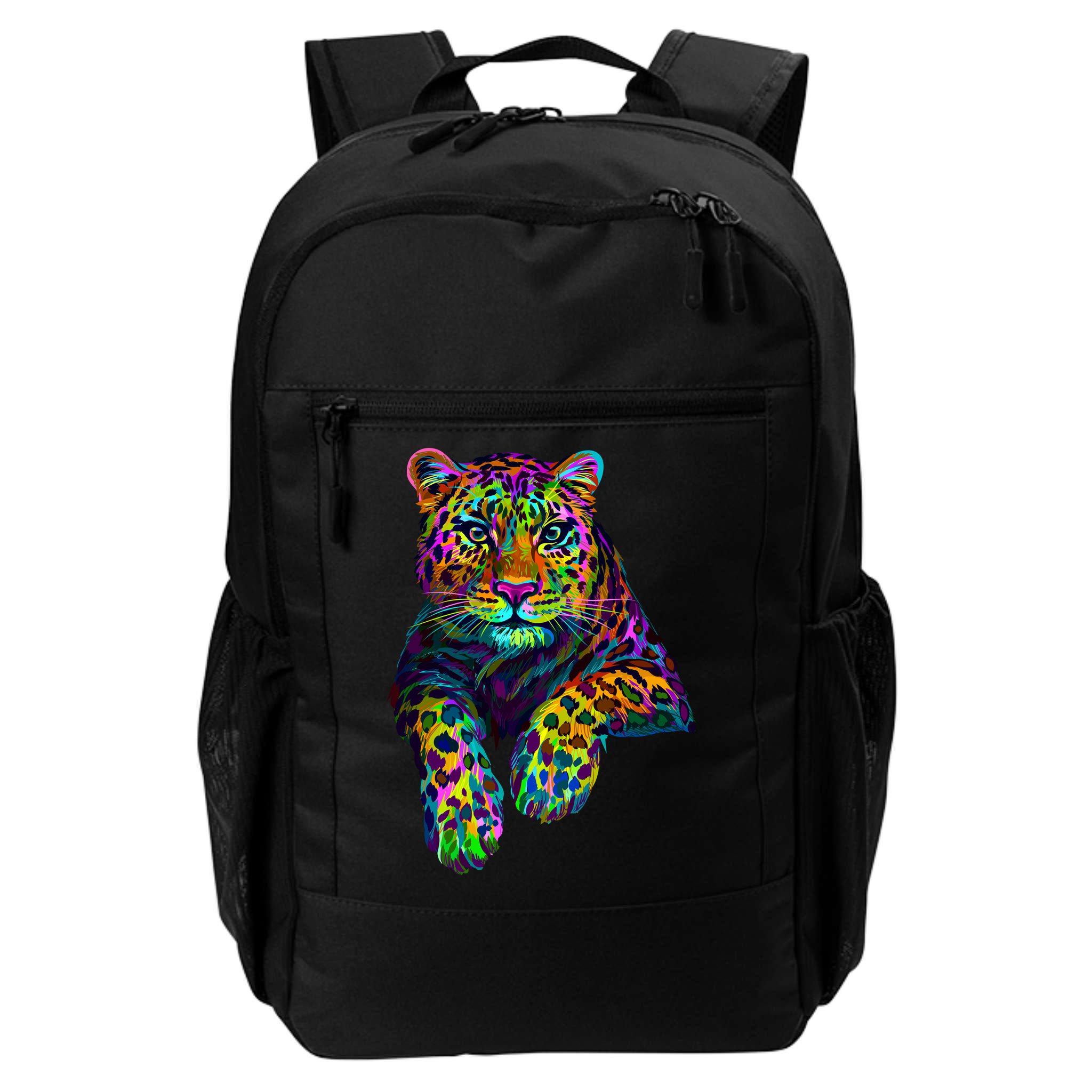 Colorful Neon Leopard Jaguar Portrait Backpack