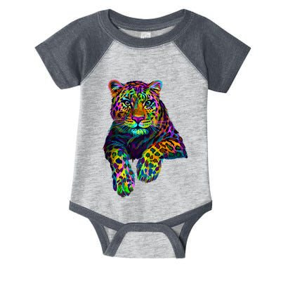 Colorful Neon Leopard Jaguar Portrait Infant Baby Jersey Bodysuit