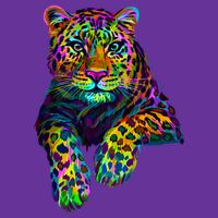 Colorful Neon Leopard Jaguar Portrait Baby Bodysuit