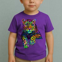 Colorful Neon Leopard Jaguar Portrait Toddler T-Shirt