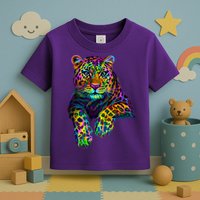 Colorful Neon Leopard Jaguar Portrait Toddler T-Shirt