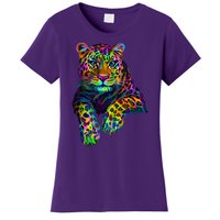 Colorful Neon Leopard Jaguar Portrait Women's T-Shirt