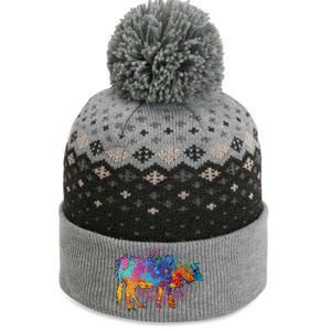 Colorful Pattern Cow Splatter The Baniff Cuffed Pom Beanie