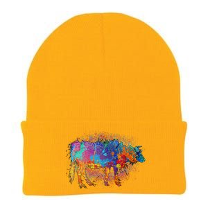 Colorful Pattern Cow Splatter Knit Cap Winter Beanie