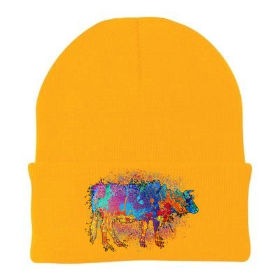 Colorful Pattern Cow Splatter Knit Cap Winter Beanie