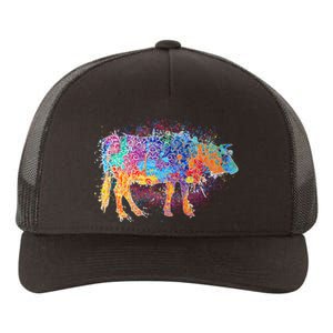 Colorful Pattern Cow Splatter Yupoong Adult 5-Panel Trucker Hat