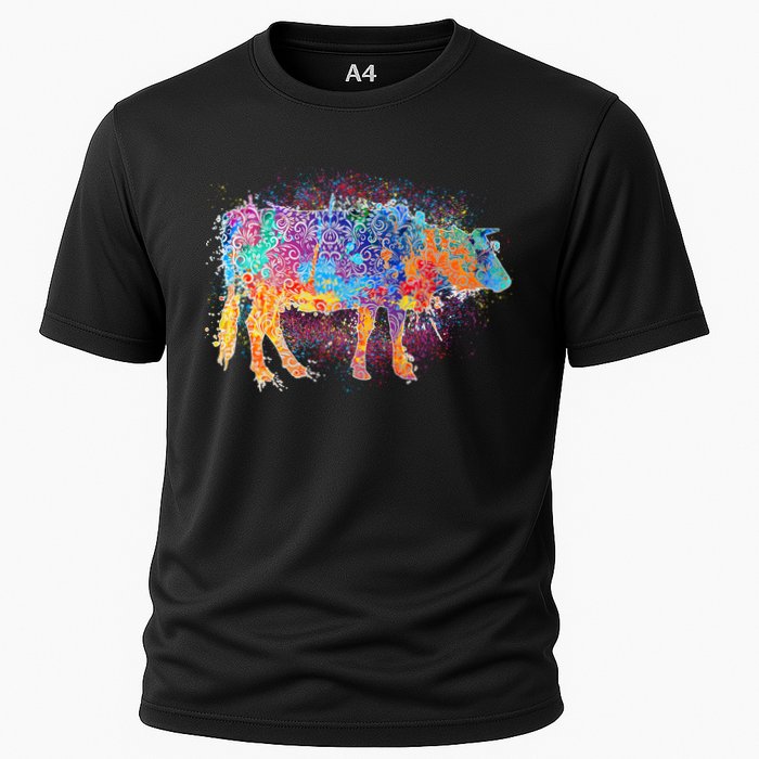 Colorful Pattern Cow Splatter Performance Shirt