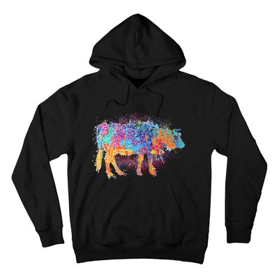 Colorful Pattern Cow Splatter Hoodie