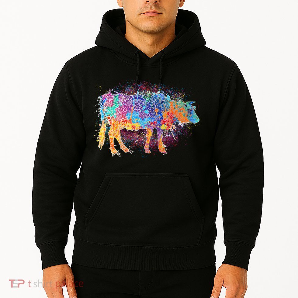 Colorful Pattern Cow Splatter Hoodie