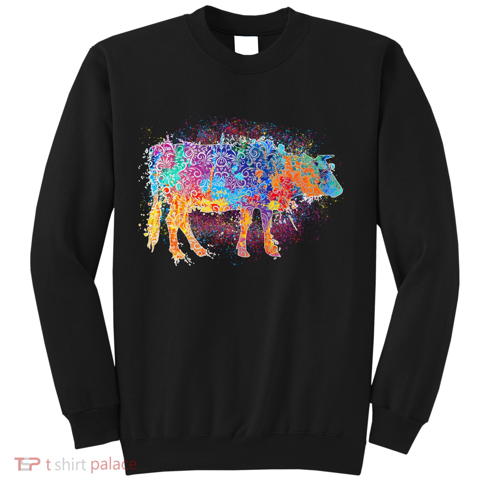 Colorful Pattern Cow Splatter Sweatshirt