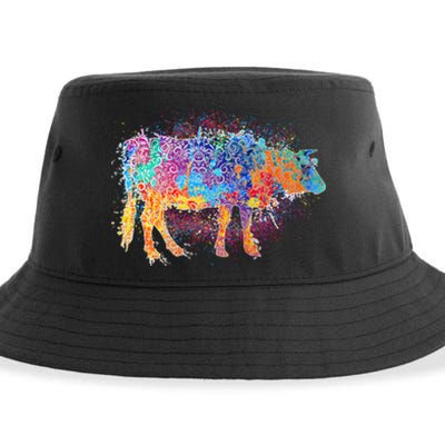 Colorful Pattern Cow Splatter Sustainable Bucket Hat