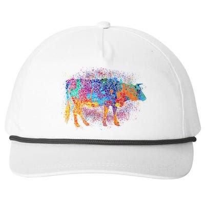 Colorful Pattern Cow Splatter Snapback Five-Panel Rope Hat