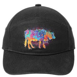 Colorful Pattern Cow Splatter 7-Panel Snapback Hat