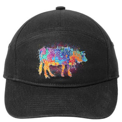 Colorful Pattern Cow Splatter 7-Panel Snapback Hat