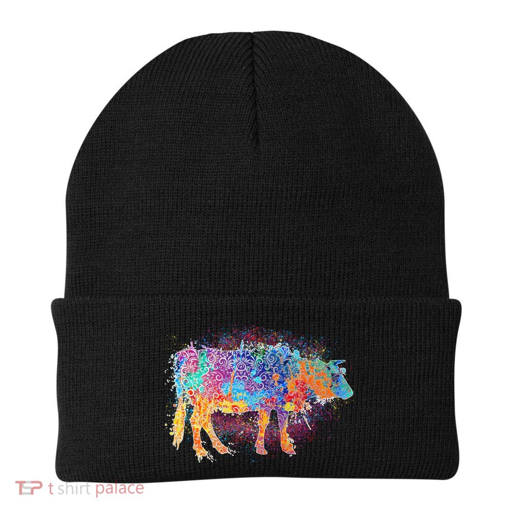 Colorful Pattern Cow Splatter Beanie
