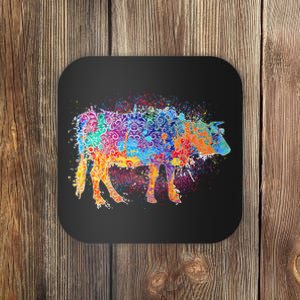 Colorful Pattern Cow Splatter Coaster