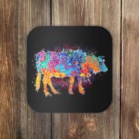 Colorful Pattern Cow Splatter Coaster