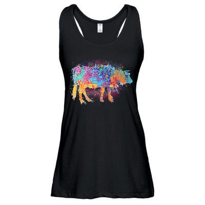 Colorful Pattern Cow Splatter Ladies Essential Flowy Tank