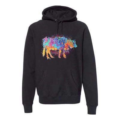 Colorful Pattern Cow Splatter Premium Hoodie