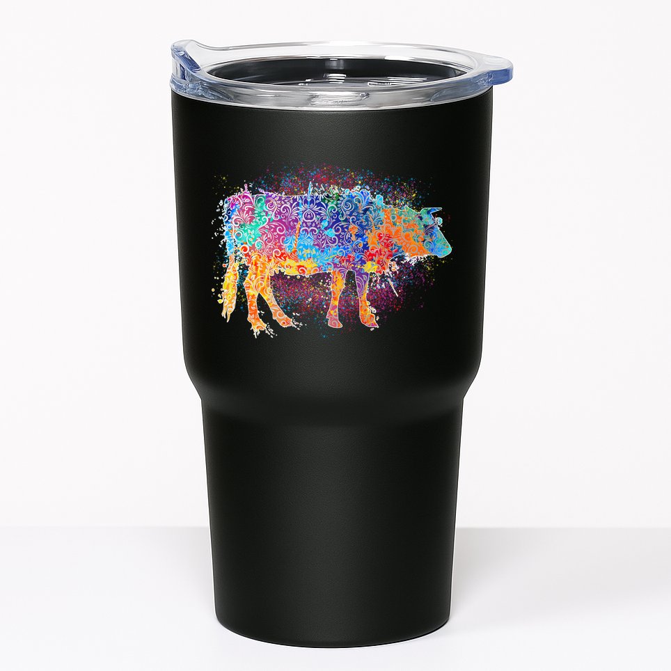 Colorful Pattern Cow Splatter Tumbler