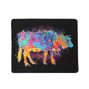 Colorful Pattern Cow Splatter Mousepad