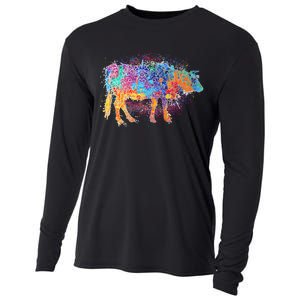 Colorful Pattern Cow Splatter Cooling Performance Long Sleeve Crew