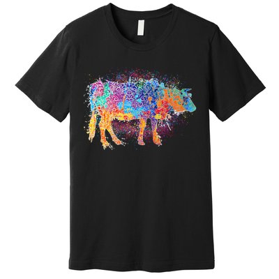 Colorful Pattern Cow Splatter Premium T-Shirt