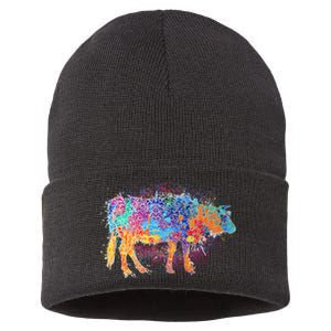 Colorful Pattern Cow Splatter Sustainable Knit Beanie